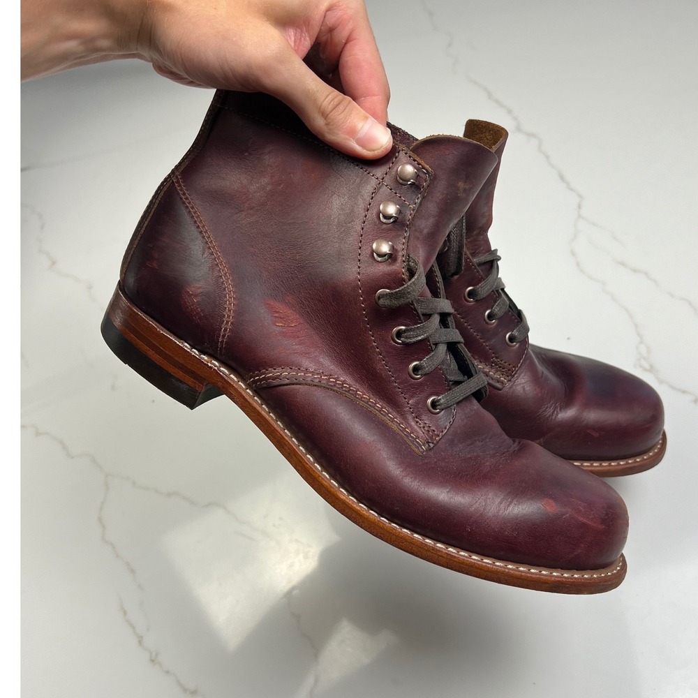 Wolverine 1000 Mile Boots Mens Burgundy Horween Leather W00137 Size 9 D
